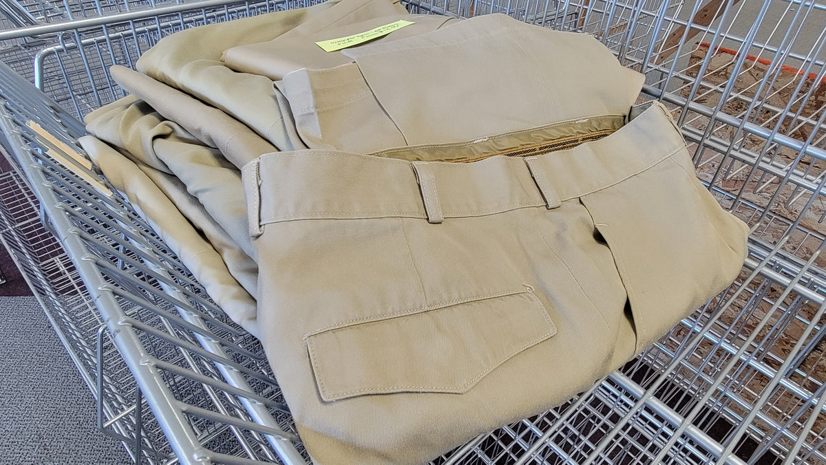 CLEARANCE - Lot of 7 German Surplus Khaki Pants - MEDIUM/SHORT - Lot #A