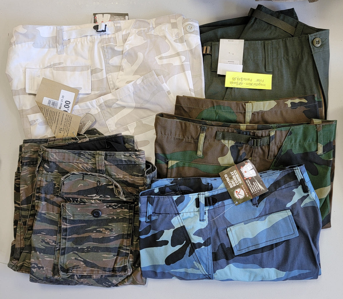 CLEARANCE - Lot of 5 Pair BDU Shorts - Size MEDIUM (Lot E)