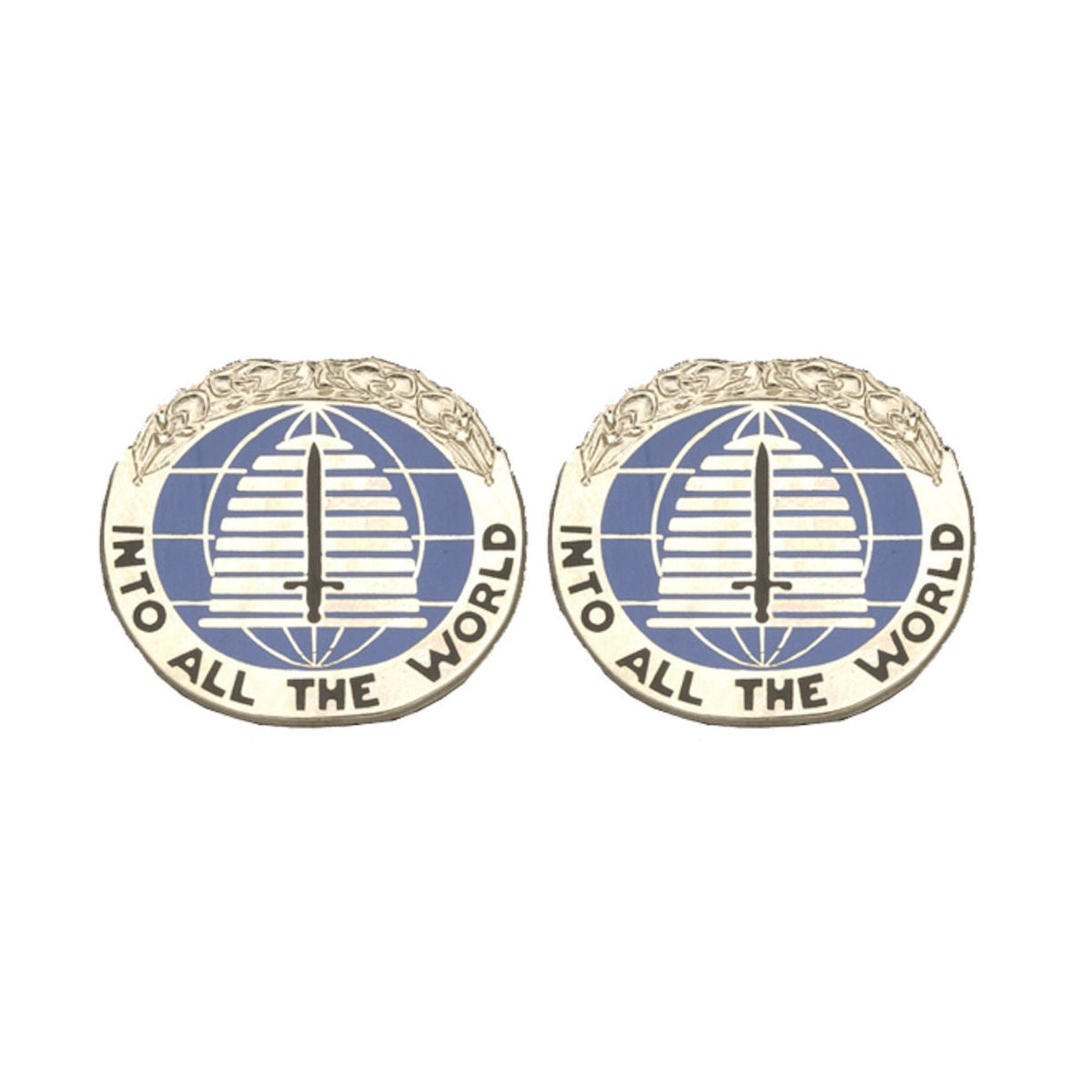 142nd Military Intelligence Battalion Distinctive Unit Insignia - Pair - INTO ALL THE WORLD