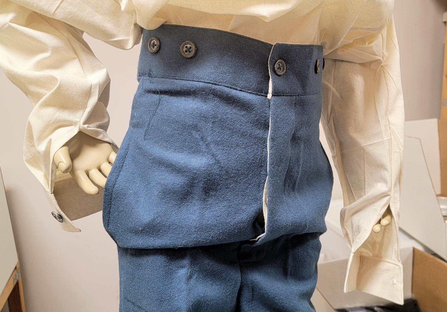 Kids Civil War Reproduction Sky Blue Wool Trousers