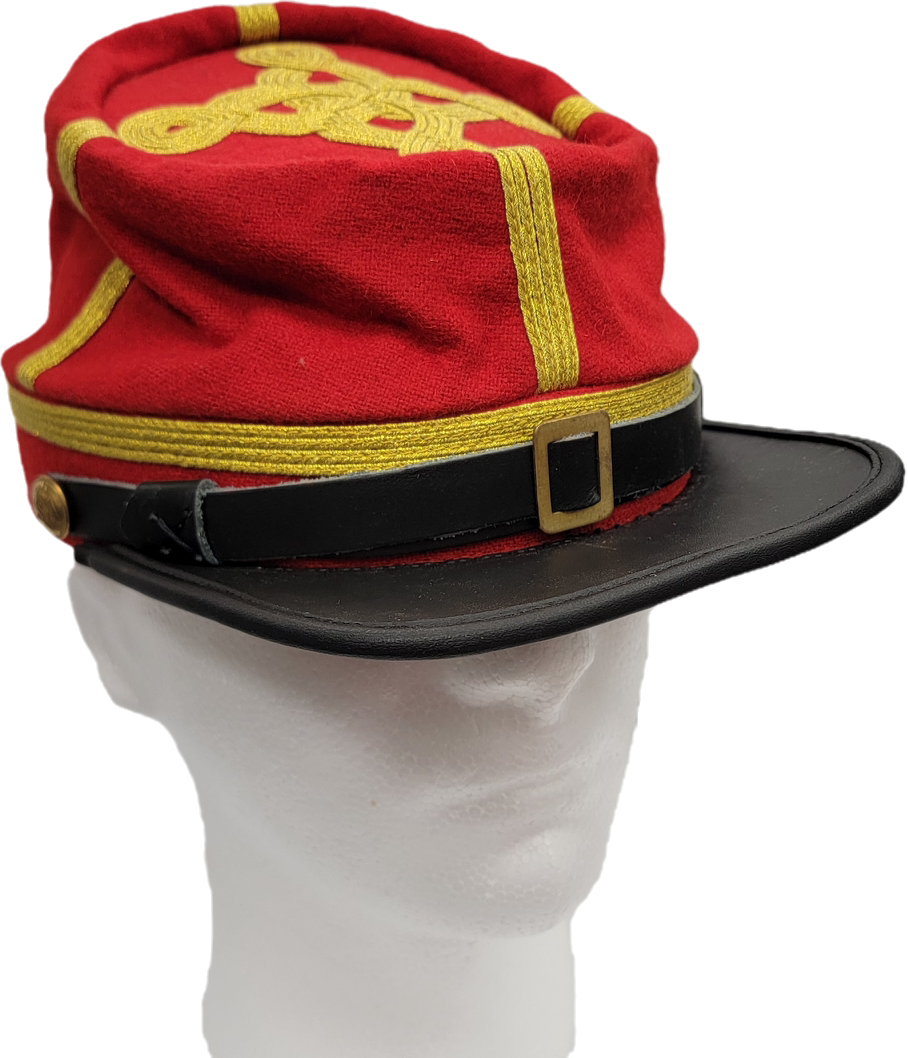 Civil War CSA Red Kepi Officer Cap with Quatrefoil Design