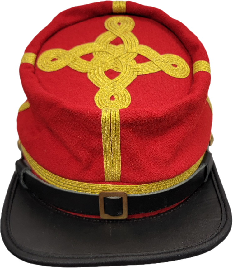 Civil War CSA Red Kepi Officer Cap with Quatrefoil Design