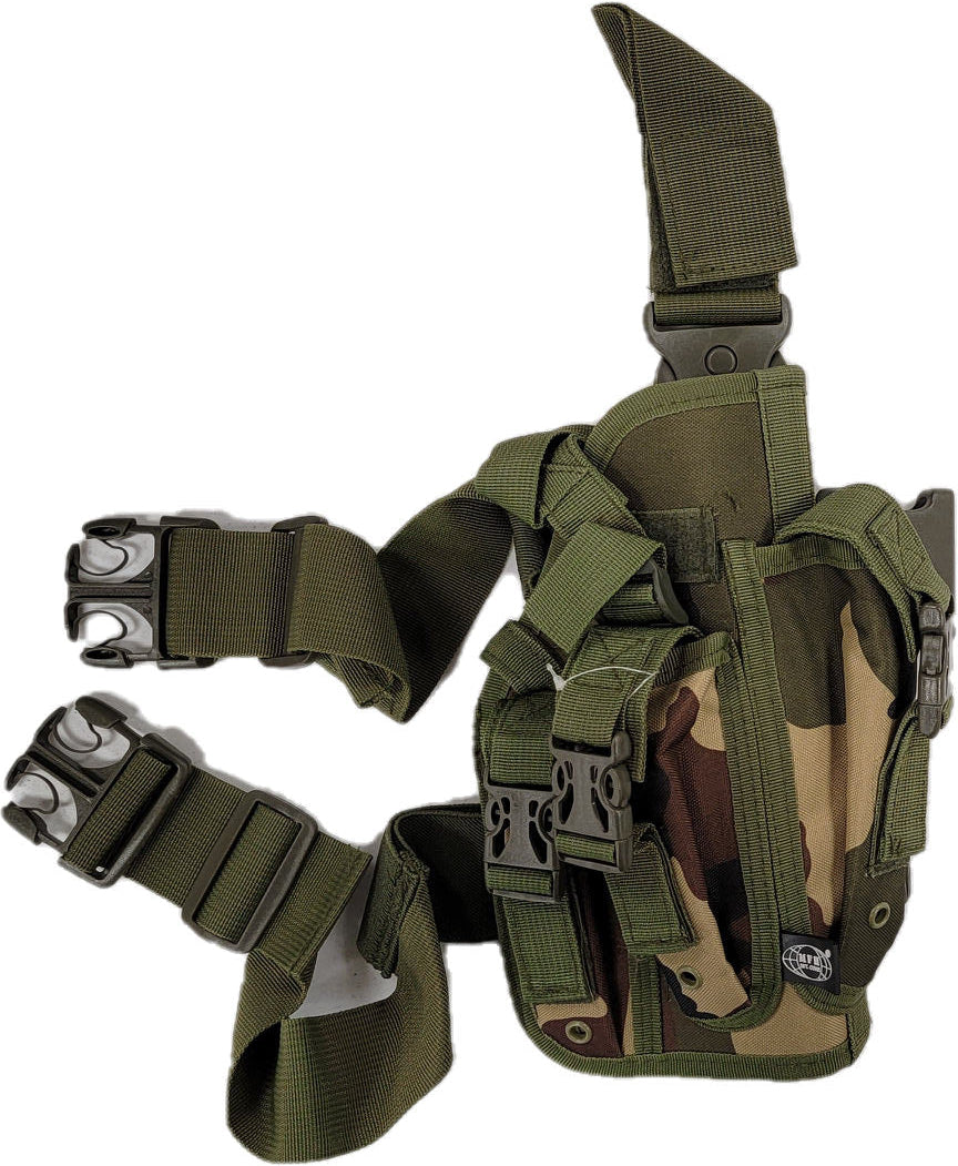 CLEARANCE - MFH Tactical Right Leg Holster Woodland Camo