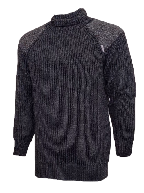 Gamekeeper Chunky Crew Neck Sweater with Harris Tweed Patches