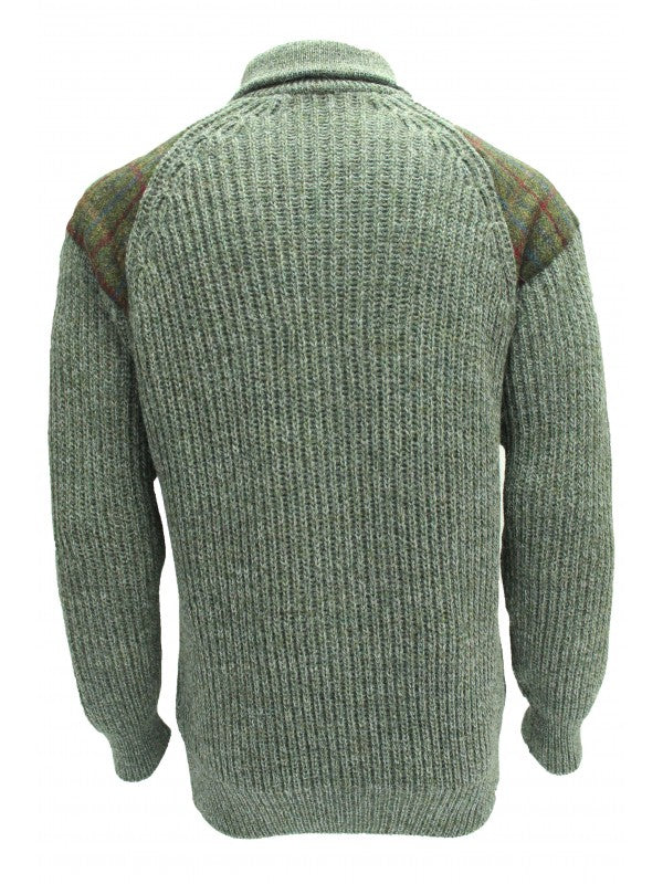 Crofter Chunky 1/4 Zip Neck Sweater - Harris Tweed Patches