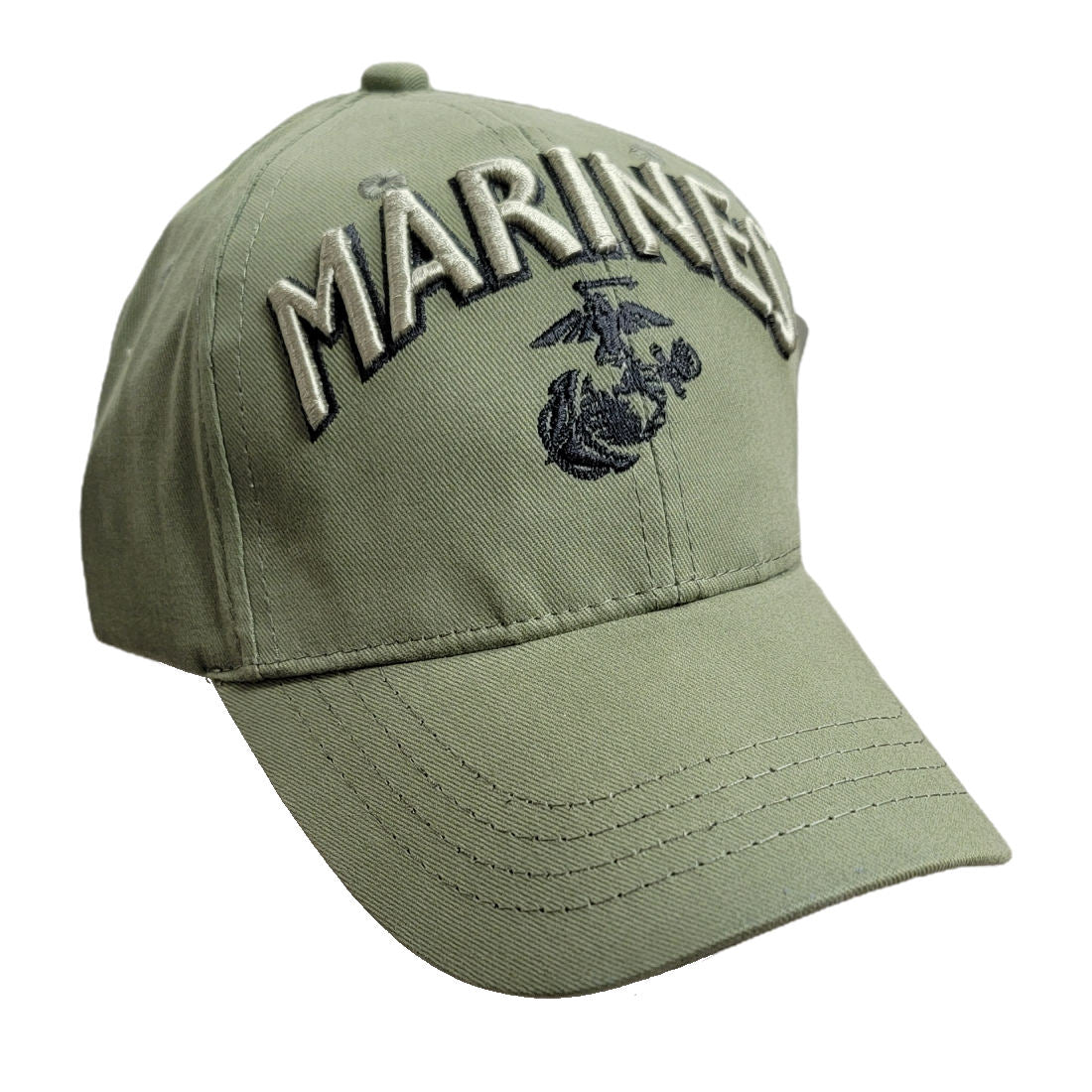 MARINES 3D Text Ballcap with EGA - O.D. GREEN