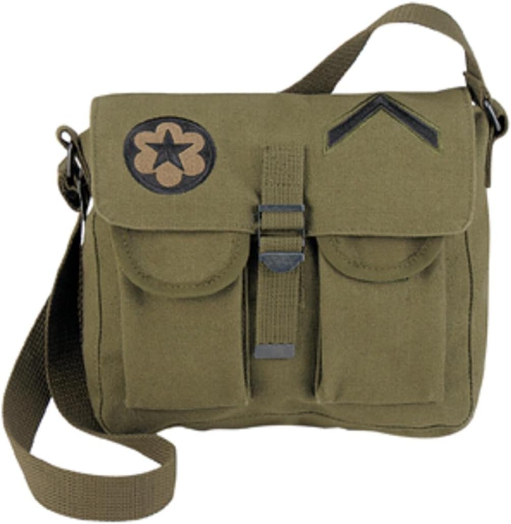 CLEARANCE - 2 Pocket Shoulder Bag with Embroidered Patches