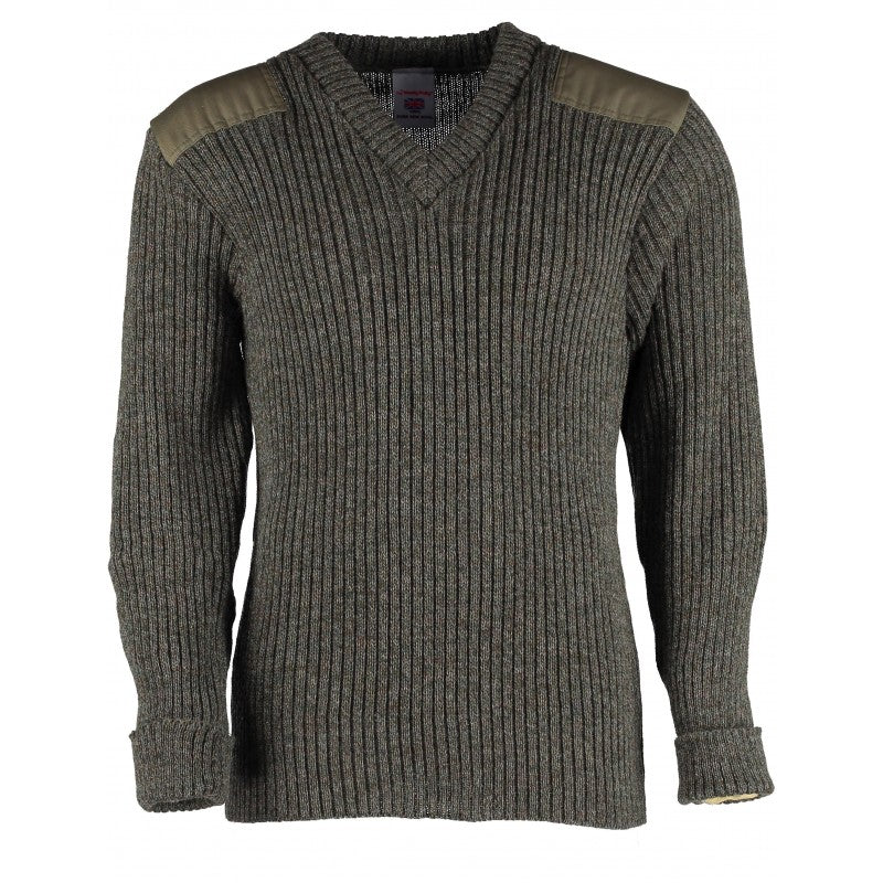 York Woolly Pully Vee Neck Sweater with Patches with Epaulets