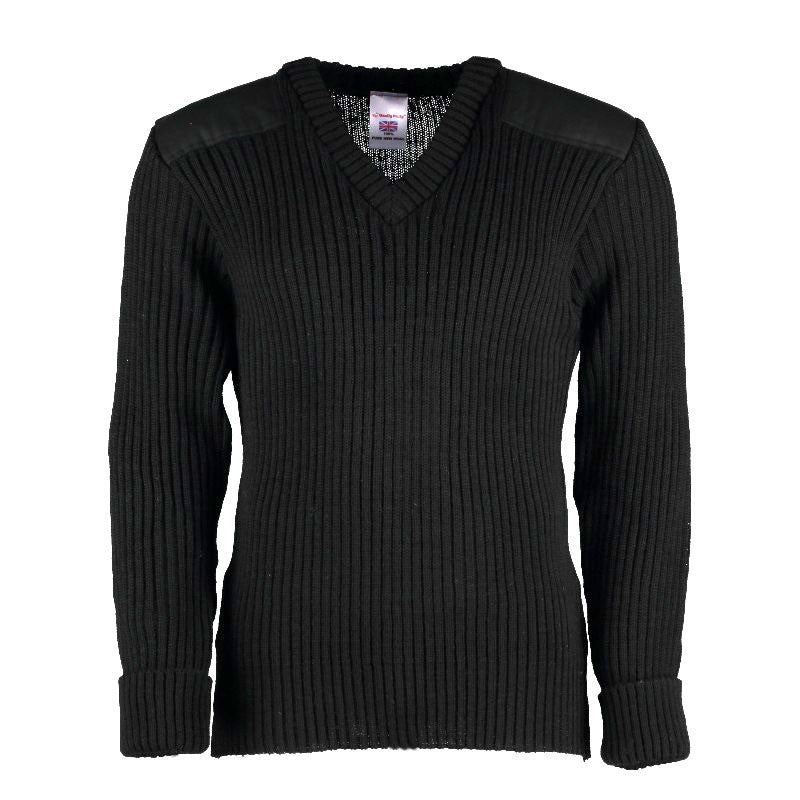 TW Kempton York Woolly Pully Vee Neck Sweater with Patches
