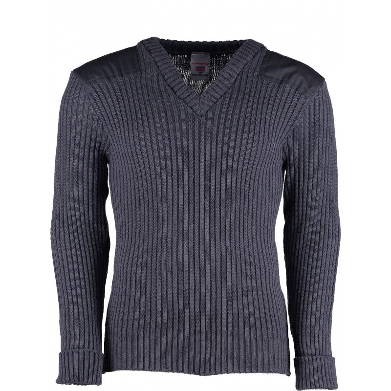 TW Kempton York Woolly Pully Vee Neck Sweater with Patches