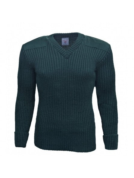 York Woolly Pully Vee Neck Sweater with Patches with Epaulets