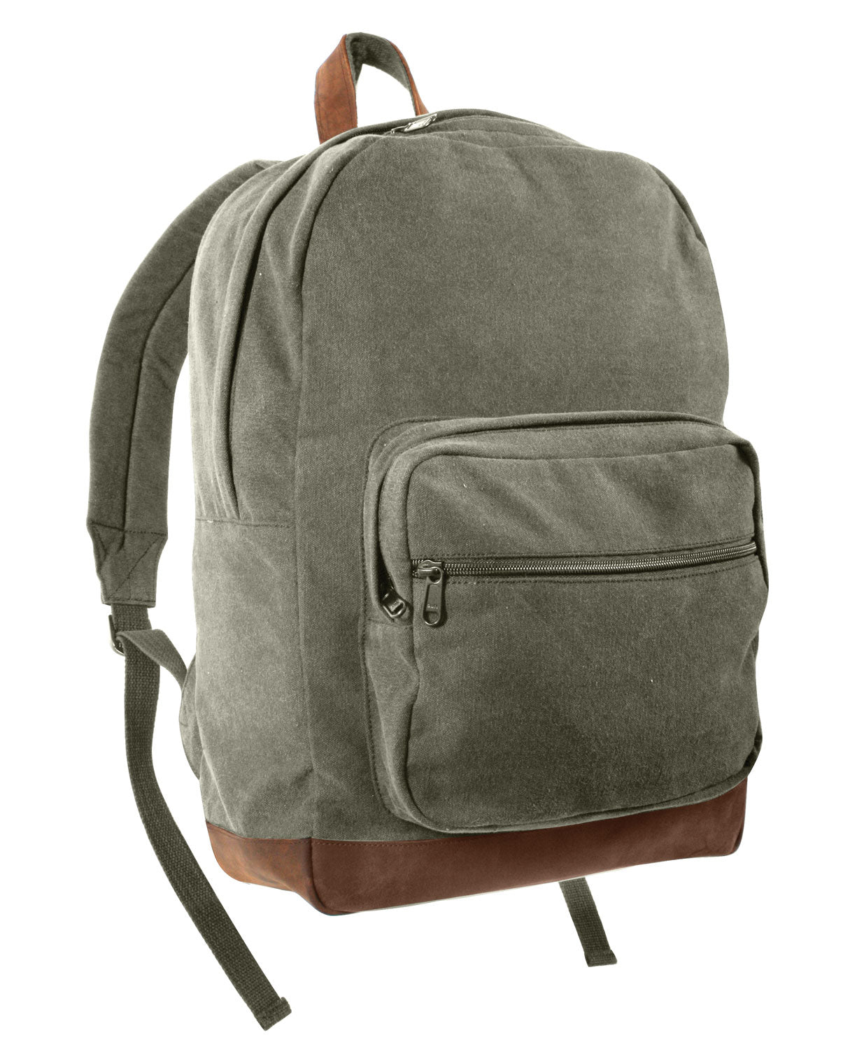 canvas backpack leather accents Rothco Vintage Canvas Teardrop Backpack With Leather Accents Khaki