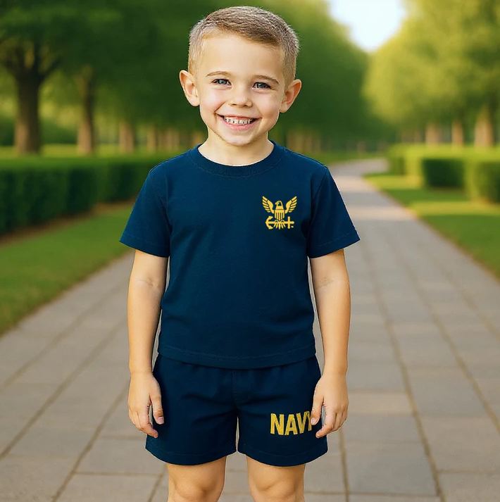 Trooper Clothing Kids U.S. Navy PT 2 Piece Shirt/Shorts Set