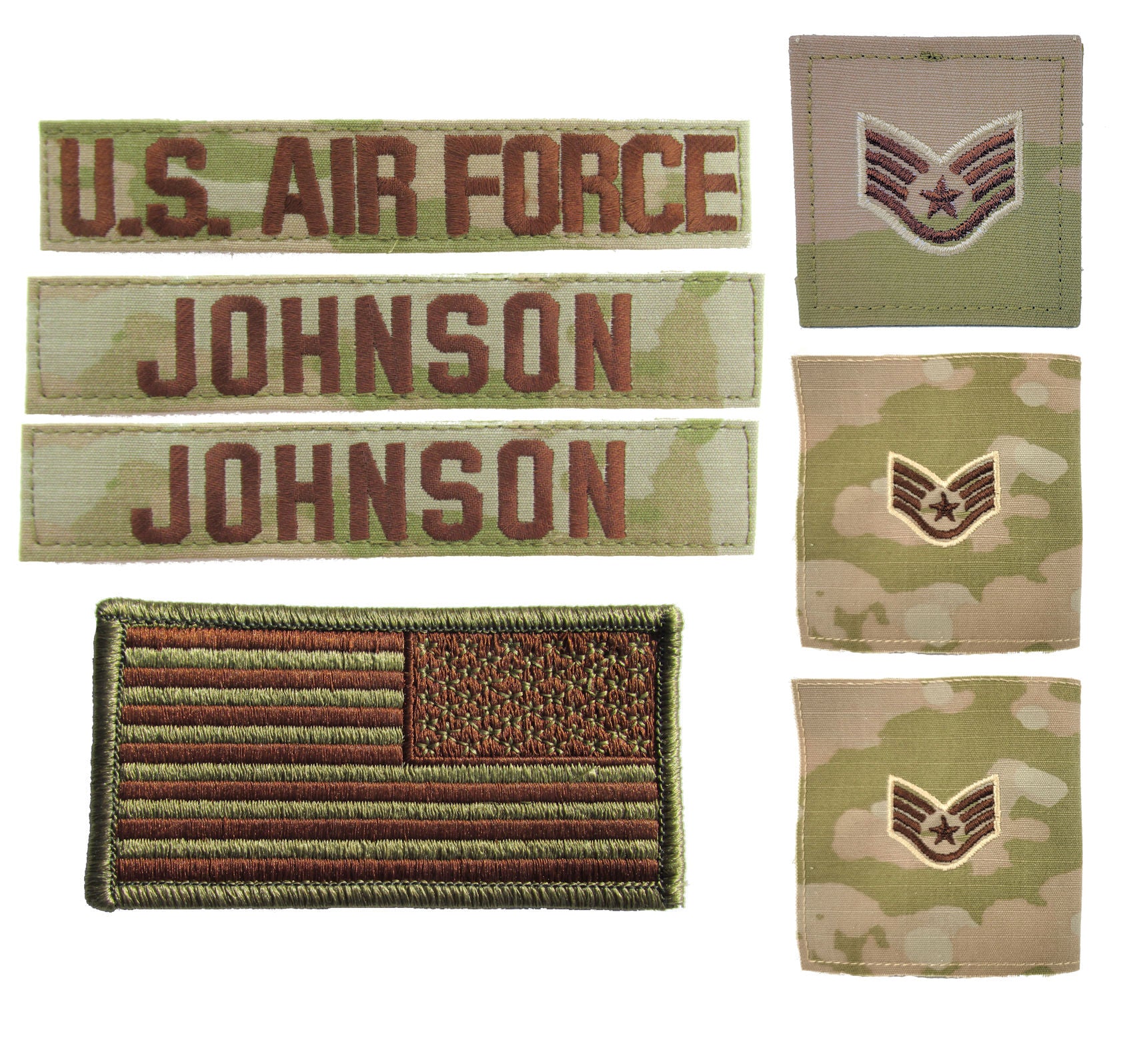 Air Force OCP Name Tape and Rank - 3 Color OCP Package Deal