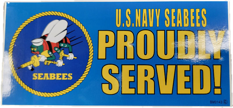 CLEARANCE - U.S Navy Seabees Bumper Sticker - Proudly Served
