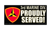 3rd Marine Division Bumper Sticker - Proudly Served