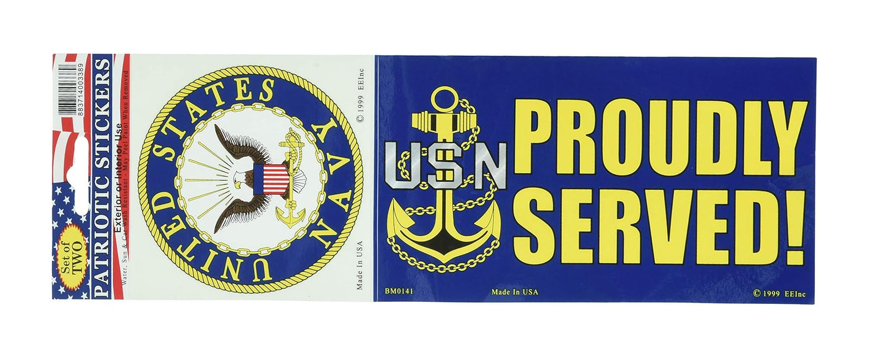 U.S. Navy Proudly Served Sticker Decal - Set of Two
