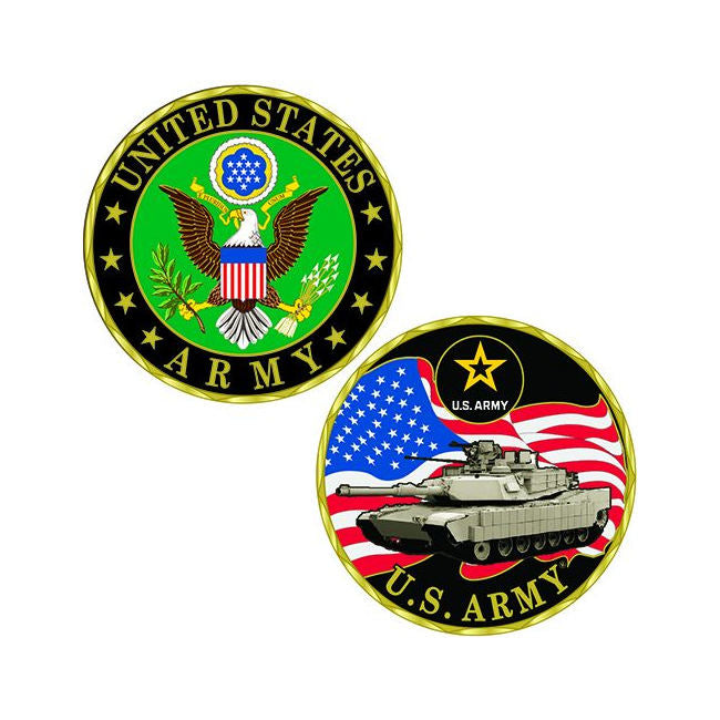 U.S. Army Challenge Coin - Army Star, Tank, and Flag