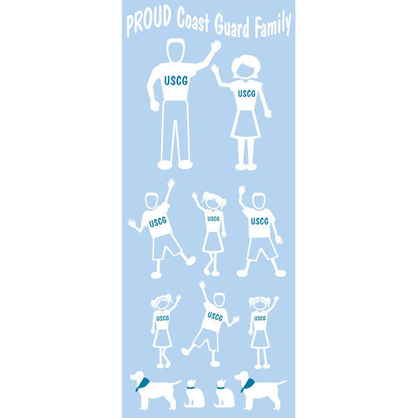 CLEARANCE - Proud Coast Guard Family Vinyl Transfers - Window Decal