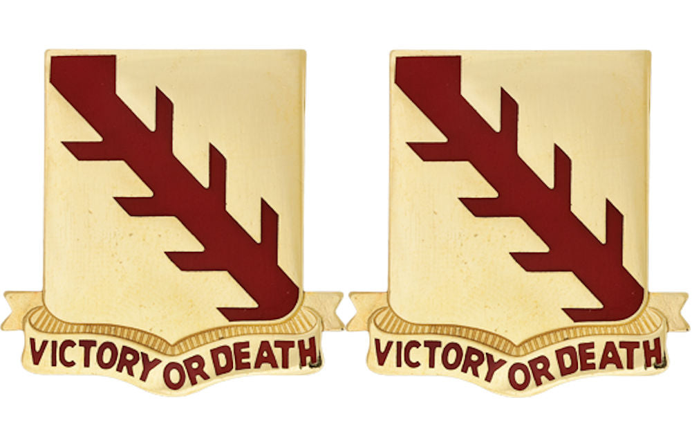 32nd Armored Unit Crest DUI - 1 PAIR - VICTORY OR DEATH