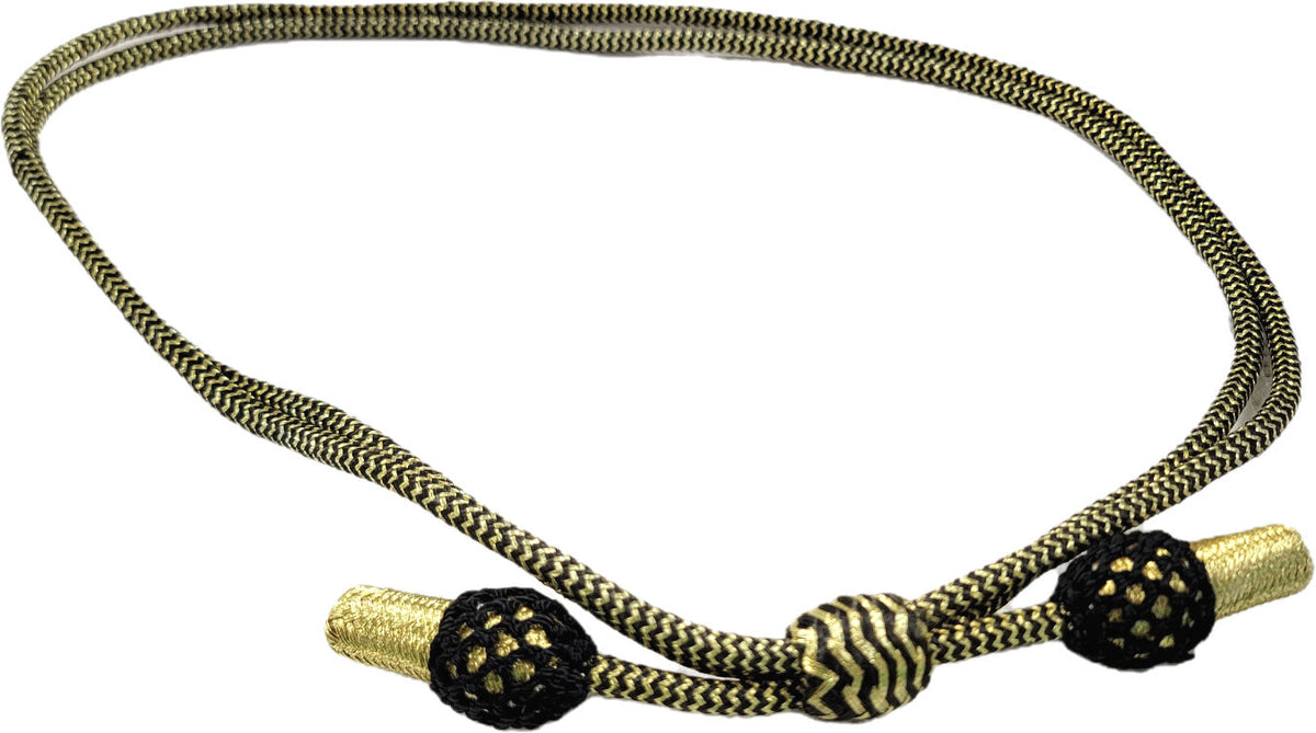 Officer Hat Cord - Braided Silk with Acorns - Black & Gold