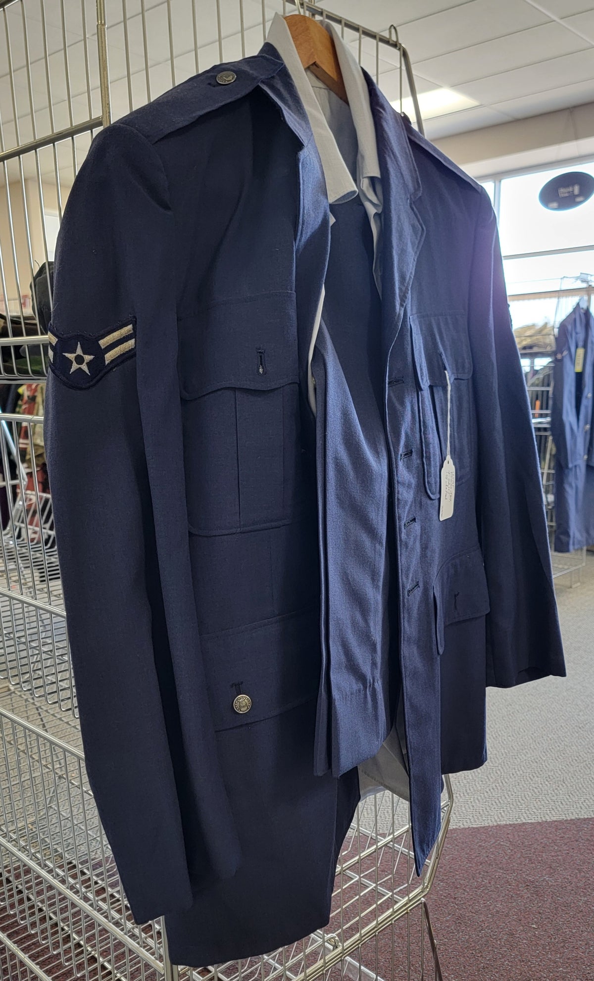 Vintage 1970s U.S. Air Force Dress Blue Tropical Poly/Wool Uniform Jacket and Pants