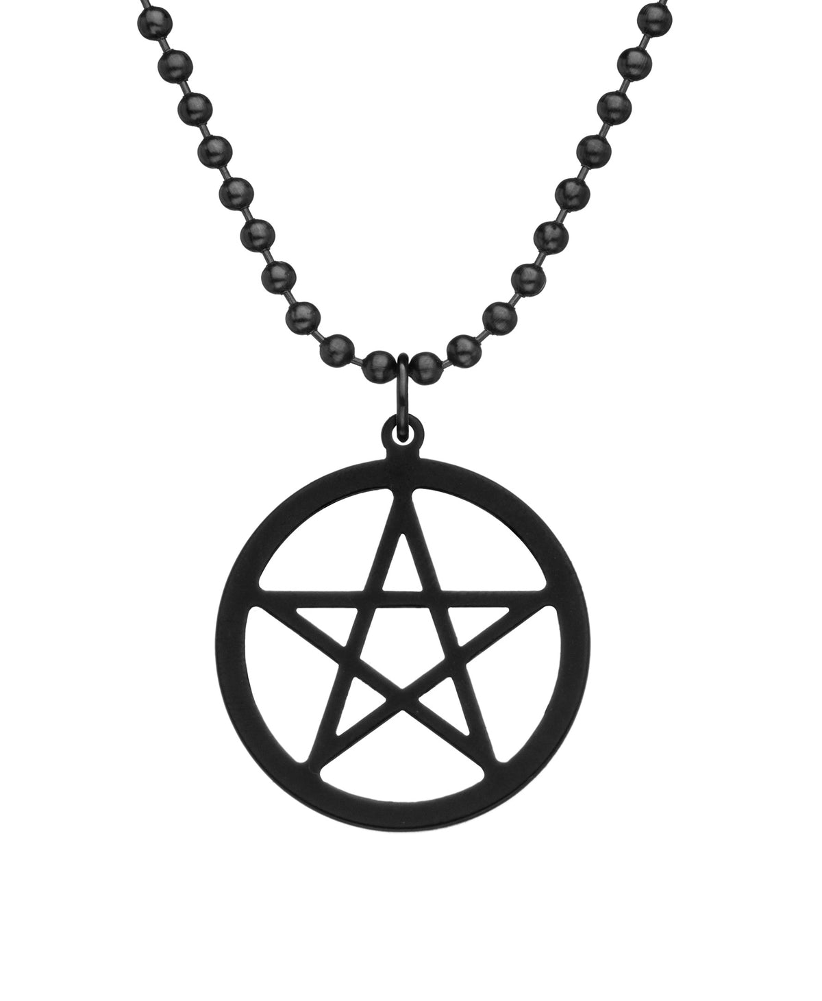 Black Titanium Pentacle Necklace with Dog Tag Chain