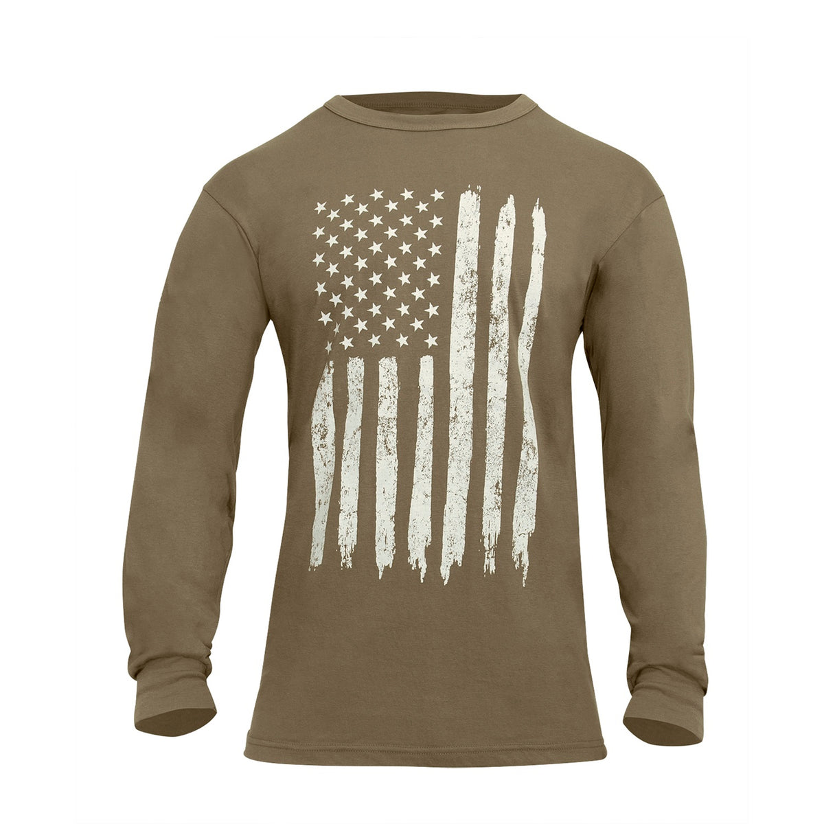 Rothco US Flag Long Sleeve T-Shirt Coyote Brown