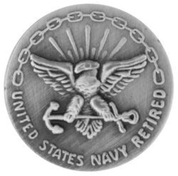 US Navy Retired 20 yrs SILVER OXIDE Small Pin Size 5-8"