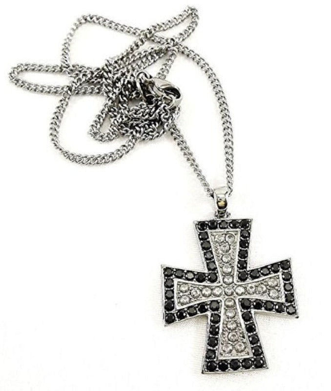 Women's Cross with Crystals Pendant Necklace - I Peters 5:7