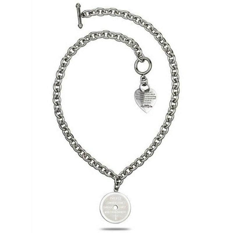 Women's Stainless Steel Heart Bracelet with Weight Plate - Phil 4:13