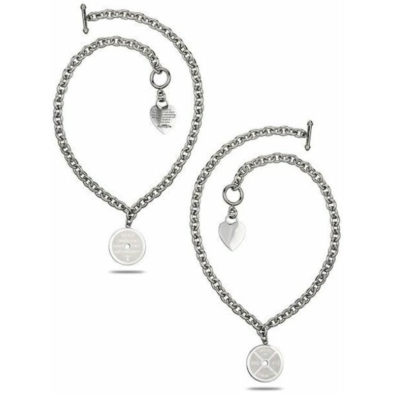 Women's Stainless Steel Heart Bracelet with Weight Plate - Phil 4:13