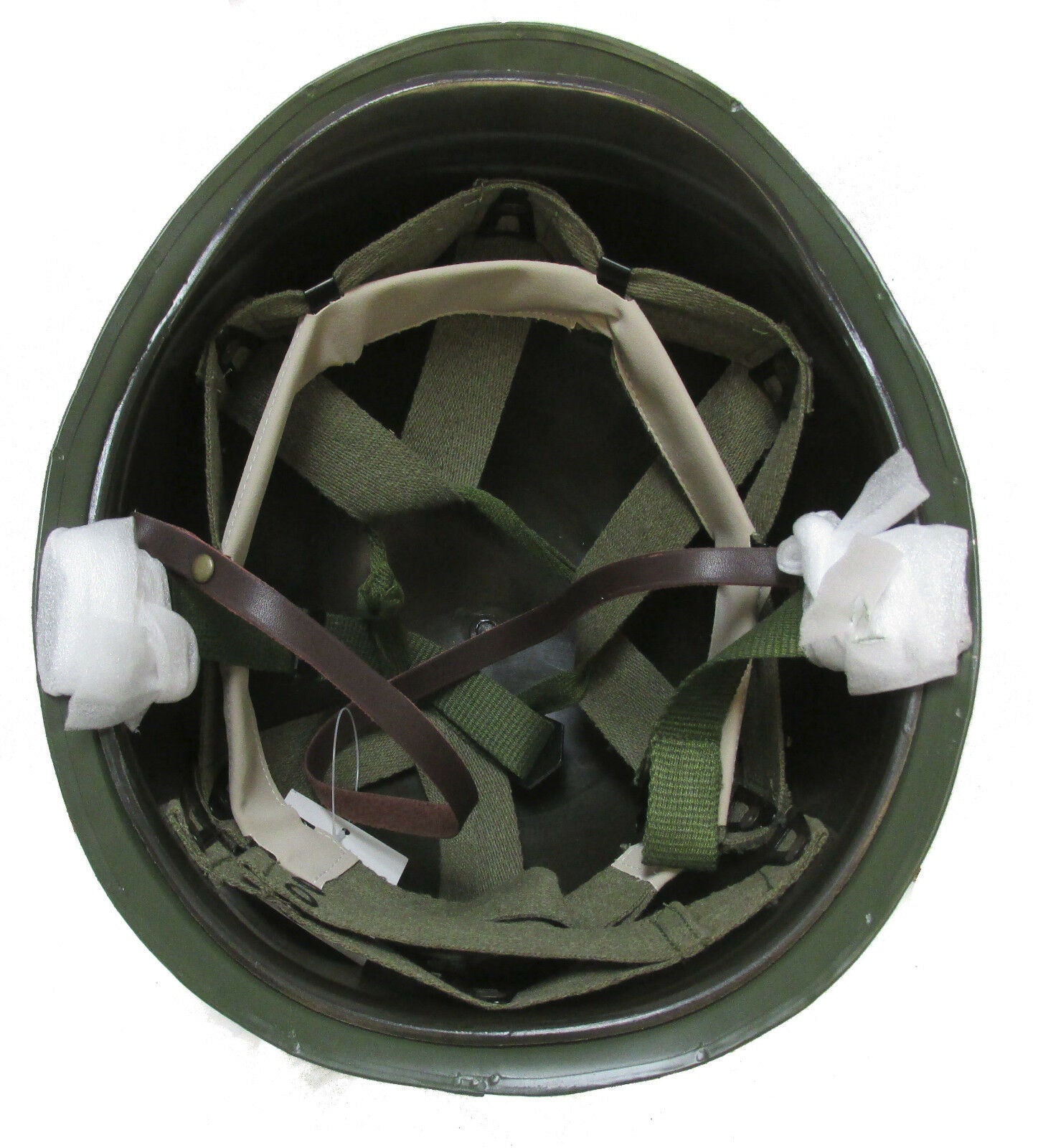 Reproduction U.S. M1 Helmet with Woodland Camo Cover and Band