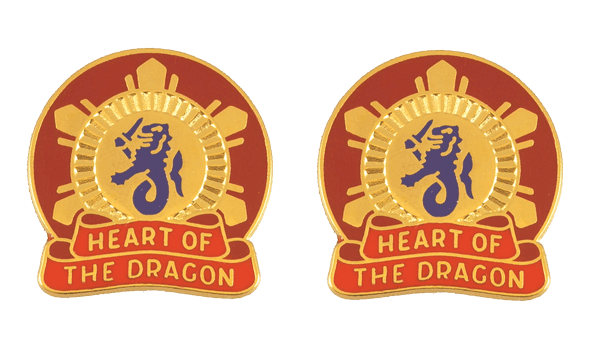 330th Transportation Center Unit Crest DUI - 1 Pair - HEART OF THE DRAGON