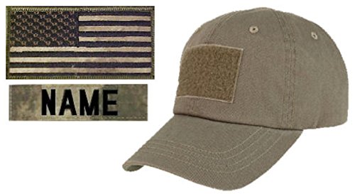 Tactical Cap Package with U.S. Flag Patch and Personalized Name Tape - Various Colors