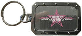 Army Wife Star and Scroll Design Silver Metal Key Chain