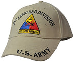 Mens 2nd Armored Division Tan Embroidered Ball Cap Adjustable Tan