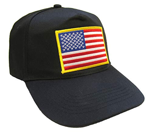 Eagle Crest American Flag Patch Hat - Black