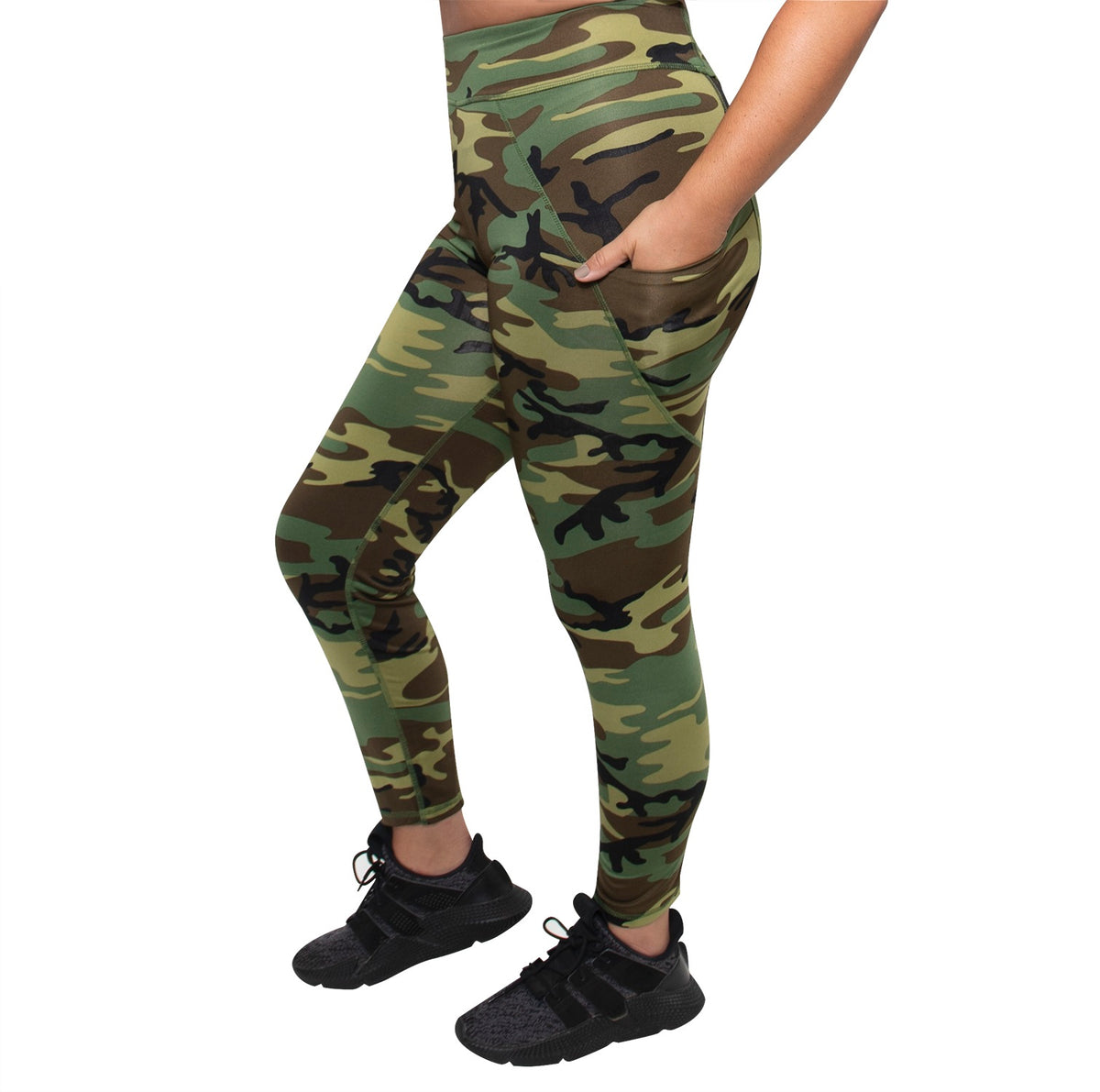 Rothco Womens Workout Performance Camo Leggings With Pockets Woodland Camo