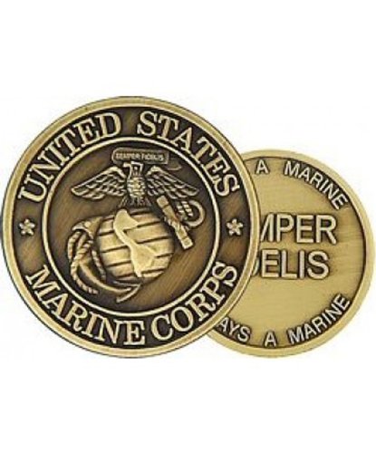 U.S. Marine Corps Semper Fidelis 2 Sided Bronze Challenge Coin