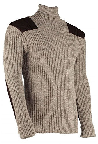 Chatham Woolly Pully Roll Neck Sweater - with Patches - 100% Pure Wool Sweater