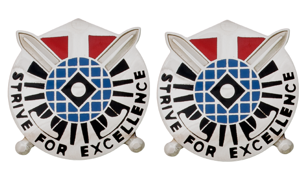 527th Military Intelligence Battalion Unit Crest - Pair - STRIVE FOR EXCELLENCE