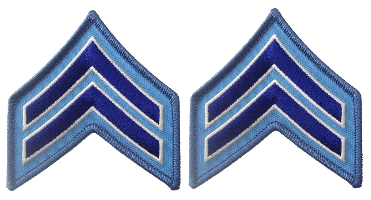 Corporal Chevrons - Chicago PD - Royal Blue White on Light Blue Merrowed Border