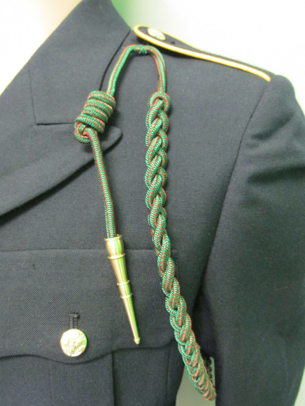 U.S. Army Fourragere French WWI Shoulder Cord Green with Red Spots