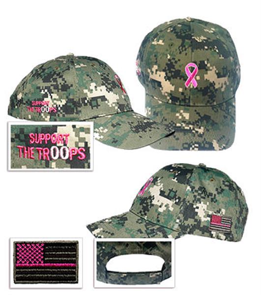 Pink Ribbon Ball Cap - WOODLAND DIGITAL CAMO