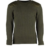 British Commando Sweater Woolly Pully CREW Neck with Epaulets - Various Colors