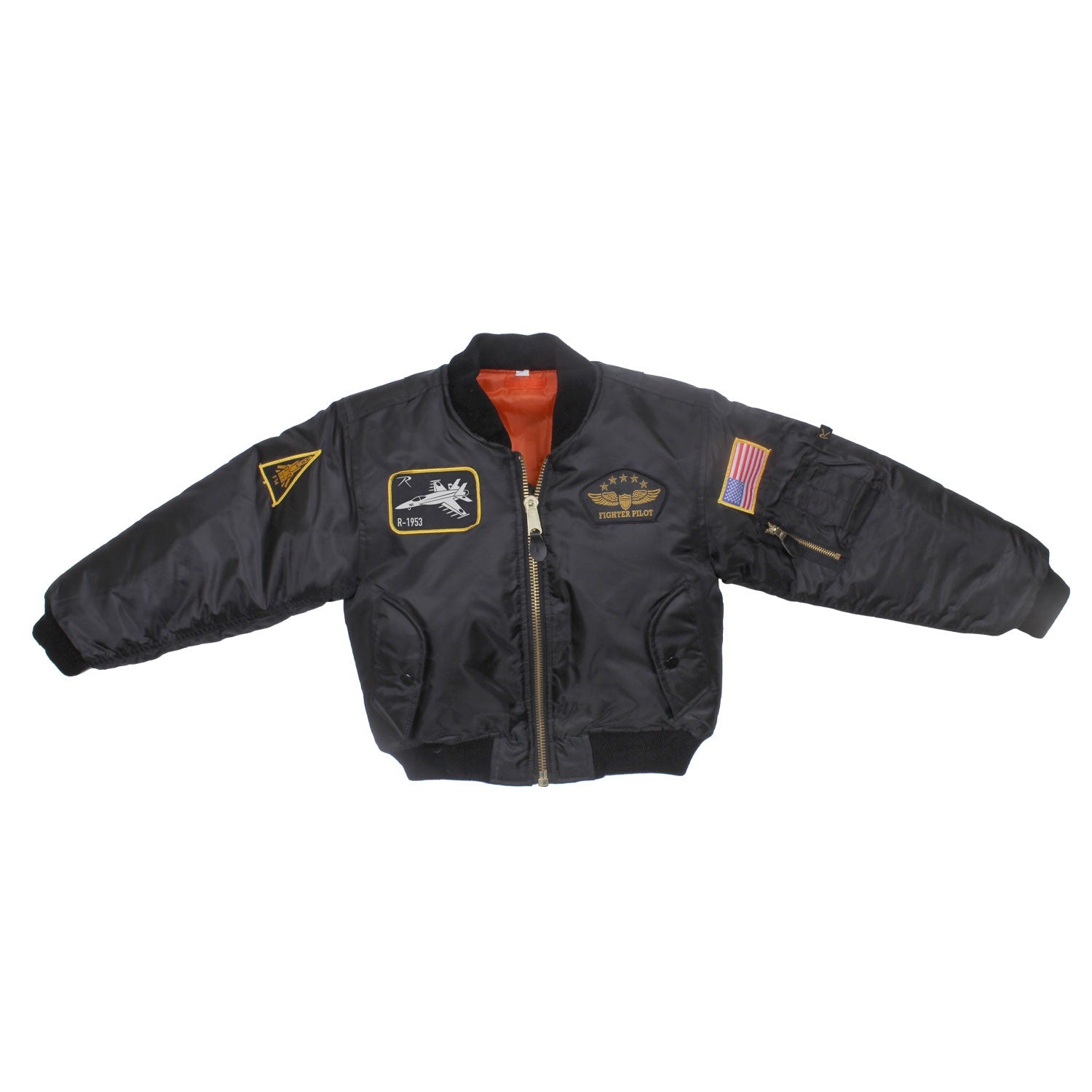 Rothco Kids Flight Jacket With Patches Black