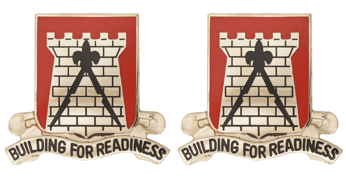 891st Engineer Battalion Unit Crest - Pair - BUILDING FOR READINESS