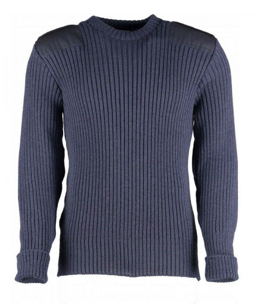 British Commando Sweater Woolly Pully CREW Neck with Epaulets - Various Colors