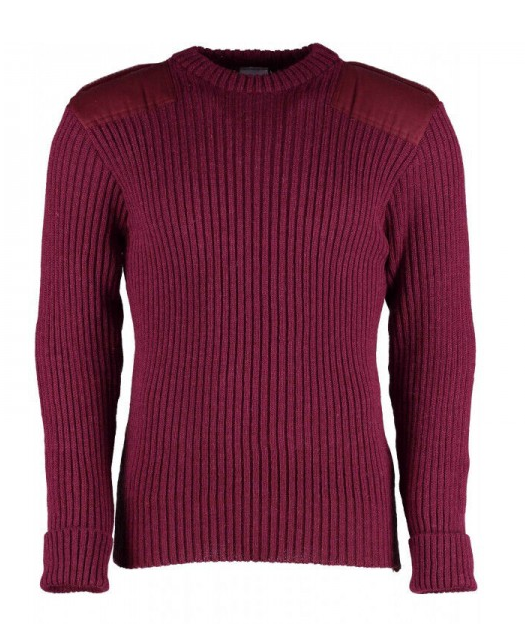 British Commando Sweater Woolly Pully CREW Neck with Epaulets - Various Colors